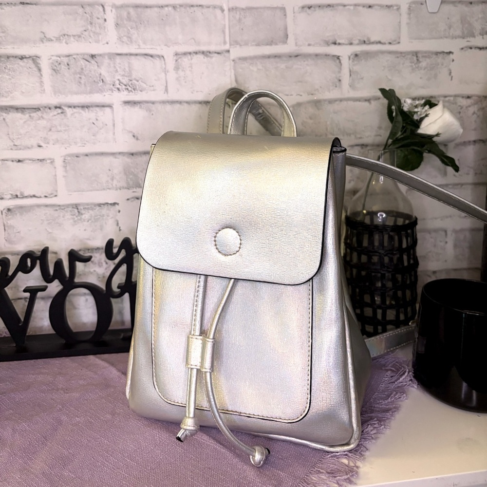 Elegant Silver Backpack for Women